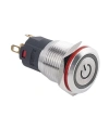 16A-P1Z-EC 16mm Düz Anahtarlı Işıklı Power Metal Buton - Beyaz