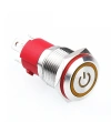 16D-P1Z-EC 16mm Düz Anahtarlı Işıklı Power Metal Buton - Sarı