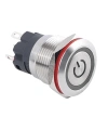 19A-P1Z-EC 19mm Düz Anahtarlı Işıklı Power Metal Buton - Beyaz