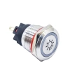 19FXHX 19mm Düz Anahtarlı Işıklı Led İşaretli Metal Buton - Beyaz