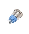 19FXHX 19mm Düz Anahtarlı Işıklı Led İşaretli Metal Buton - Beyaz