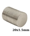 20x1.5mm Neodyum Güçlü Mıknatıs - Neodim Magnet