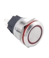22B-P1Z-E 22mm Düz Anahtarlı Işıklı Metal Buton - Kırmızı
