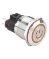 22E-P1-EC 22mm Düz Yaylı Işıklı Power Metal Buton - Sarı