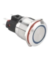 22E-P1Z-E 22mm Düz Anahtarlı Işıklı Metal Buton - Mavi