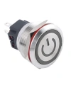 25B-P1Z-EC 25mm Düz Anahtarlı Işıklı Power Metal Buton - Beyaz