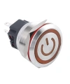 25B-P1Z-EC 25mm Düz Anahtarlı Işıklı Power Metal Buton - Sarı