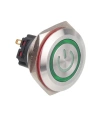 28B-P1Z-EC 28mm Düz Anahtarlı Işıklı Power Metal Buton - Yeşil