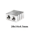 28x14x4.5-5mm Çift Havşa Delikli Neodyum Güçlü Mıknatıs - Neodim Magnet