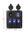 3lü ON-OFF Işıklı Anahtar Switch Panel 2x5V USB ve Çakmaklık Çıkışlı