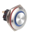 30B-G1-E 30mm Çıkık Yaylı Işıklı Metal Buton - Mavi
