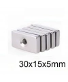 30X15x5-5mm Havşa Delikli Neodyum Güçlü Mıknatıs - Neodim Magnet