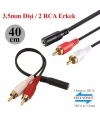 3.5mm Stereo Dişi 2 x RCA Erkek (M) Ses Kablosu