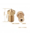3D Yazıcı-Printer M6 1.75mm / 0.4mm V5-V6 Pirinç Nozzle