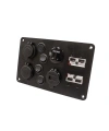 4lü Mavi Nokta Işıklı Switch Panel Anderson Soket Çakmaklık ve Voltaj Göstergeli