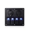 4lü ON-OFF Işıklı Anahtar Switch Panel 2x5V USB ve Çakmaklık Çıkışlı