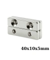 40x10x5-5mm Çift Havşa Delikli Neodyum Güçlü Mıknatıs - Neodim Magnet