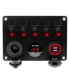 5li ON-OFF Kırmızı Nokta Işıklı Anahtar Switch Panel 2x5V USB Çakmaklık ve Voltaj Göstergeli