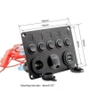 5li ON-OFF Mavi Nokta Işıklı Anahtar Switch Panel 2x5V USB Çakmaklık ve Voltaj Göstergeli