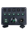 5li ON-OFF Yeşil Nokta Işıklı Anahtar Switch Panel 2x5V USB Çakmaklık ve Voltaj Göstergeli