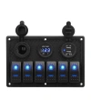 6lı ON-OFF Işıklı Anahtar Switch Panel 2x5V USB Çakmaklık ve Voltaj Göstergeli