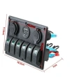 6lı ON-OFF Işıklı Anahtar Switch Panel 2x5V USB Çakmaklık ve Voltaj Göstergeli
