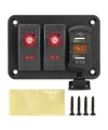 6lı ON-OFF Işıklı Anahtar Switch Panel 2x5V USB ve Voltaj Göstergeli