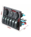 6lı ON-OFF Kırmızı Işıklı Anahtar Switch Panel 2x5V USB Çakmaklık ve Voltaj Göstergeli