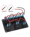 6lı ON-OFF Mavi Işıklı Anahtar Switch Panel 2x5V USB Çakmaklık ve Voltaj Göstergeli