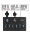 6lı ON-OFF Mavi Işıklı Anahtar Switch Panel 2x5V USB Çakmaklık ve Voltaj Göstergeli