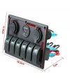 6lı ON-OFF Yeşil Işıklı Anahtar Switch Panel 2x5V USB Çakmaklık ve Voltaj Göstergeli
