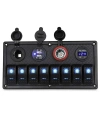 8li ON-OFF Mavi Işıklı Anahtar Panel 2x5V USB 2xÇakmaklık ve Voltaj Göstergeli
