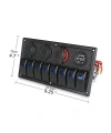 8li ON-OFF Mavi Işıklı Anahtar Panel 2x5V USB 2xÇakmaklık ve Voltaj Göstergeli