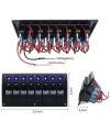 8li ON-OFF Mavi Işıklı Anahtar Switch Panel - Aşırı Akım Korumalı