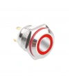 D34 16mm Metal Kırmızı Halka Ledli Yaylı Buton 12V