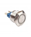 D39 16mm Metal Beyaz Halka Ledli Yaylı Buton 12V