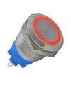 E56 19mm Metal Buton Yaylı 12-24V Kırmızı LED 1NO/1NC