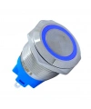 E57 19mm Metal Buton Yaylı 12-24V Mavi LED 1NO/1NC