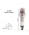 IC-225 8mm Sinyal Lambası Metal 12V Kırmızı
