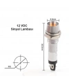 IC-225 8mm Sinyal Lambası Metal 12V Sarı