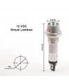 IC-225 8mm Sinyal Lambası Metal 12V Yeşil