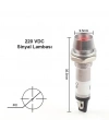 IC-225 8mm Sinyal Lambası Metal 220V Kırmızı