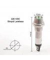 IC-225 8mm Sinyal Lambası Metal 220V Yeşil