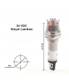IC-225 8mm Sinyal Lambası Metal 24V Kırmızı