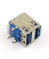 IC-265E İkili USB3.0 Konnektör A Tip Şase Dişi 90° Mavi