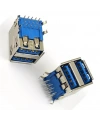 IC-265E İkili USB3.0 Konnektör A Tip Şase Dişi 90° Mavi