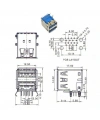 IC-265E İkili USB3.0 Konnektör A Tip Şase Dişi 90° Mavi