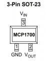 MCP1700T-3302E/TT SOT-23-3 SMD 3.3V Voltaj Regülatörü