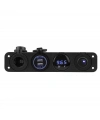 ON-OFF Mavi Nokta Anahtarlı 2x5V USB Çakmaklık ve Voltaj Göstergeli Marine Panel