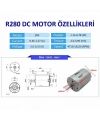 R280 3-12 V - 5000-15000 RPM DC Motor Deney Motoru 1 Adet